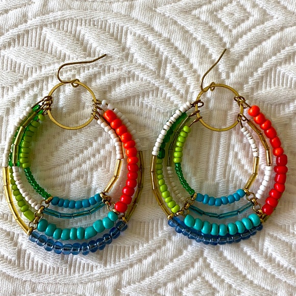 Hand Crafted Jewelry - Multi-Color Beaded Earrings